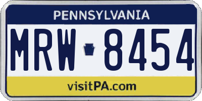 PA license plate MRW8454