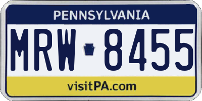 PA license plate MRW8455