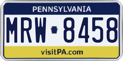 PA license plate MRW8458