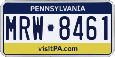 PA license plate MRW8461