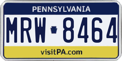PA license plate MRW8464