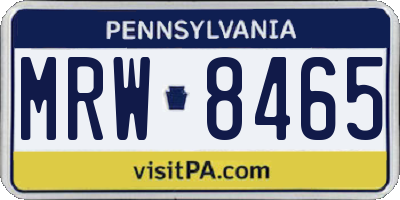 PA license plate MRW8465