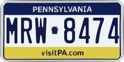 PA license plate MRW8474