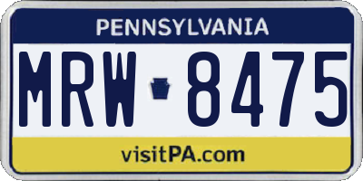 PA license plate MRW8475