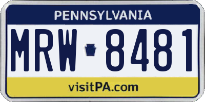 PA license plate MRW8481