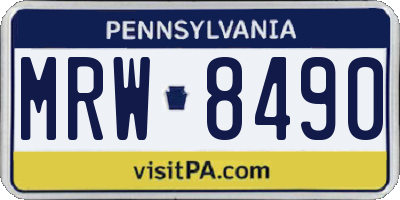 PA license plate MRW8490