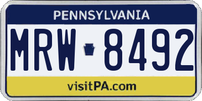 PA license plate MRW8492