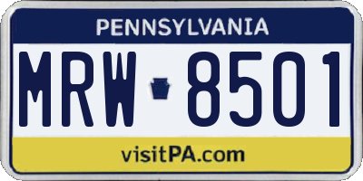 PA license plate MRW8501