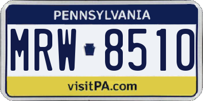 PA license plate MRW8510