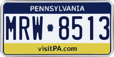 PA license plate MRW8513