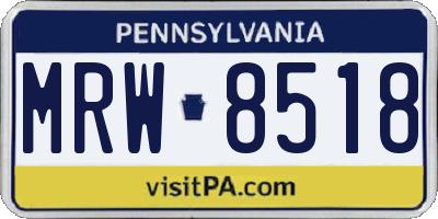 PA license plate MRW8518