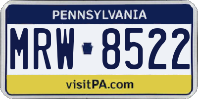 PA license plate MRW8522