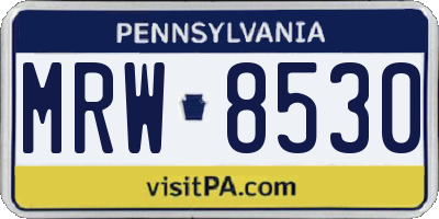 PA license plate MRW8530