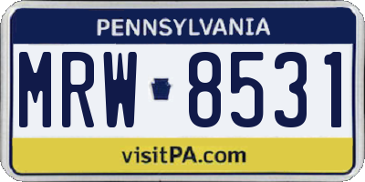 PA license plate MRW8531