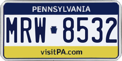 PA license plate MRW8532