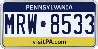 PA license plate MRW8533