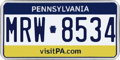 PA license plate MRW8534