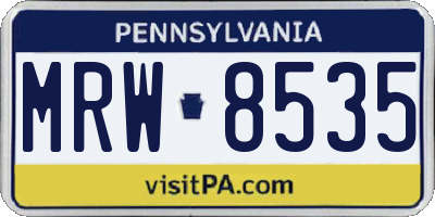 PA license plate MRW8535
