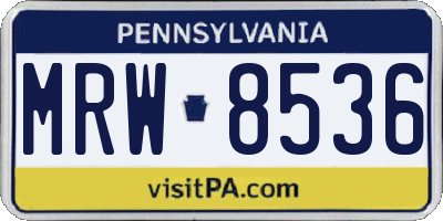 PA license plate MRW8536