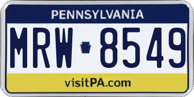PA license plate MRW8549