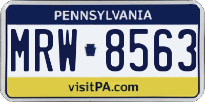 PA license plate MRW8563