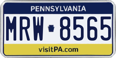 PA license plate MRW8565