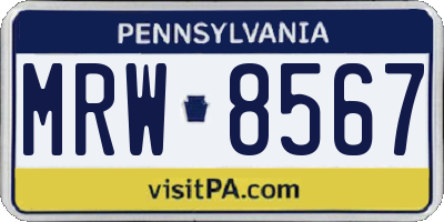 PA license plate MRW8567