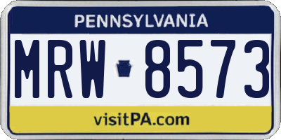 PA license plate MRW8573