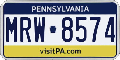 PA license plate MRW8574