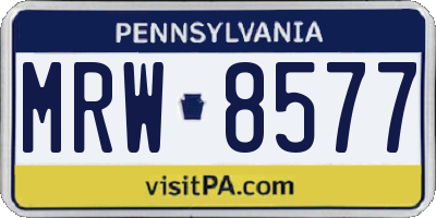 PA license plate MRW8577