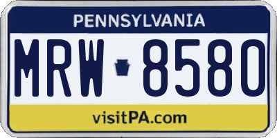 PA license plate MRW8580