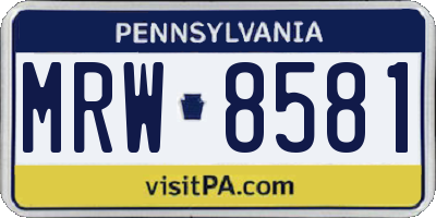 PA license plate MRW8581