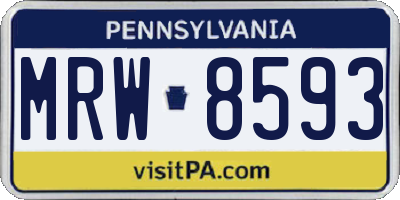 PA license plate MRW8593