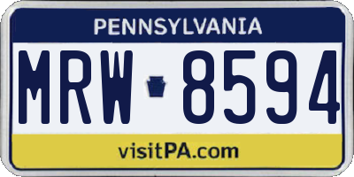 PA license plate MRW8594