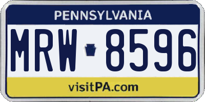 PA license plate MRW8596