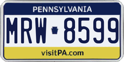 PA license plate MRW8599
