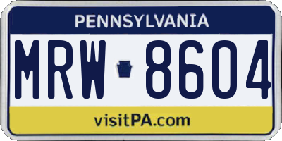 PA license plate MRW8604