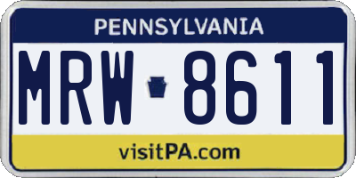 PA license plate MRW8611