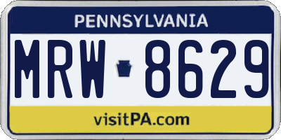 PA license plate MRW8629