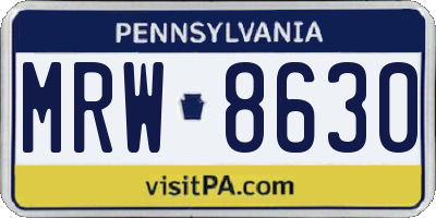 PA license plate MRW8630