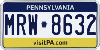 PA license plate MRW8632