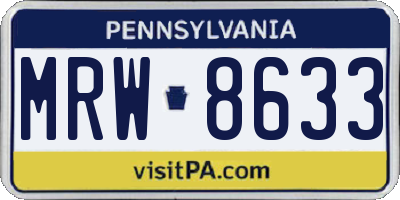 PA license plate MRW8633