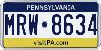 PA license plate MRW8634