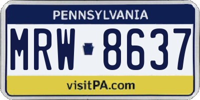 PA license plate MRW8637