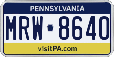 PA license plate MRW8640