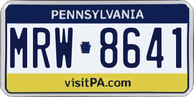 PA license plate MRW8641