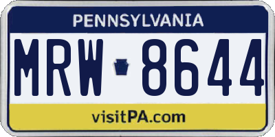 PA license plate MRW8644