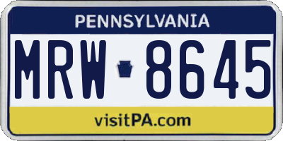 PA license plate MRW8645