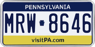 PA license plate MRW8646