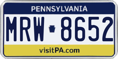 PA license plate MRW8652